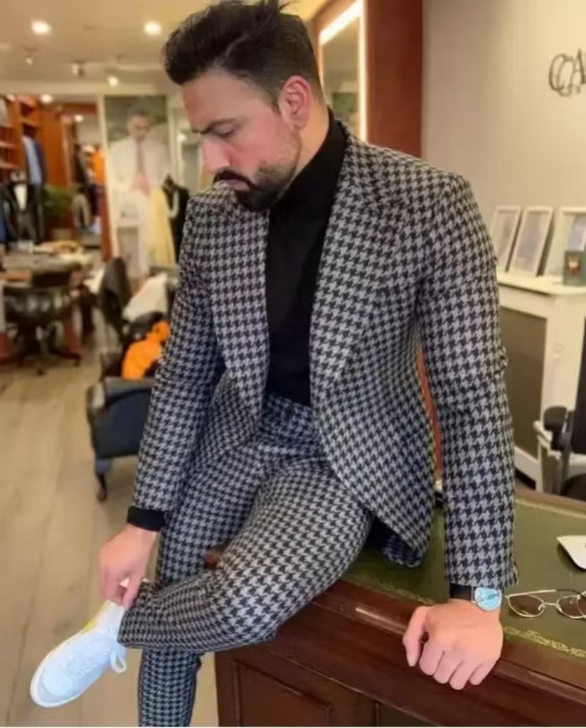 Houndstooth Vintage Men's Suit - огляд і ціна Men Formal Wear For Wedding