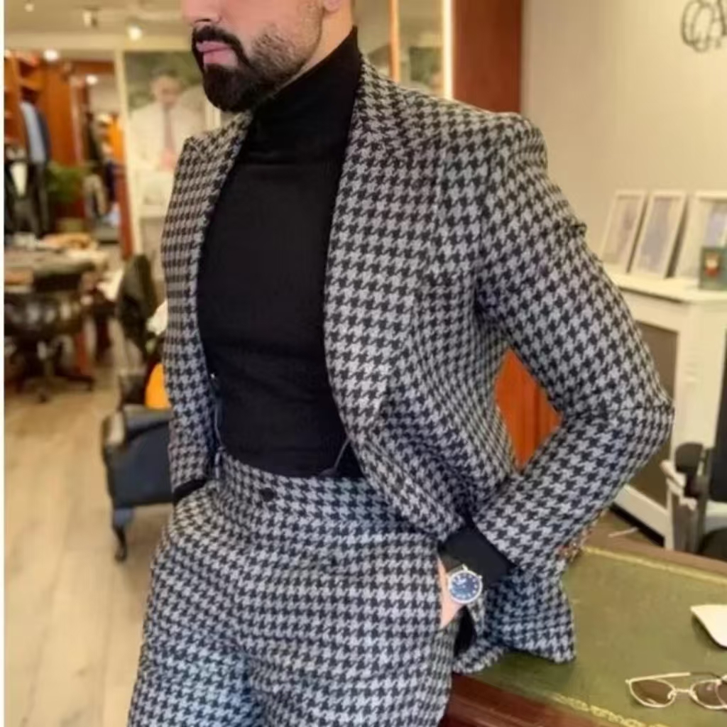 Houndstooth Vintage Men's Suit - огляд і ціна Men Formal Wear For Wedding