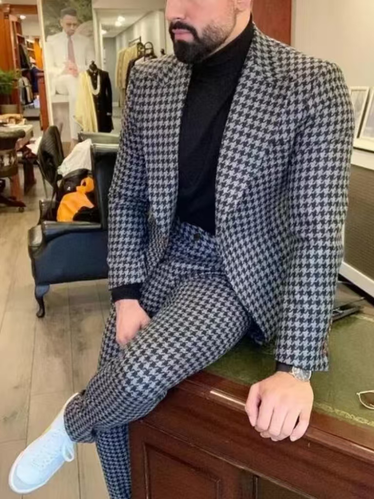 Houndstooth Vintage Men's Suit - огляд і ціна Men Formal Wear For Wedding