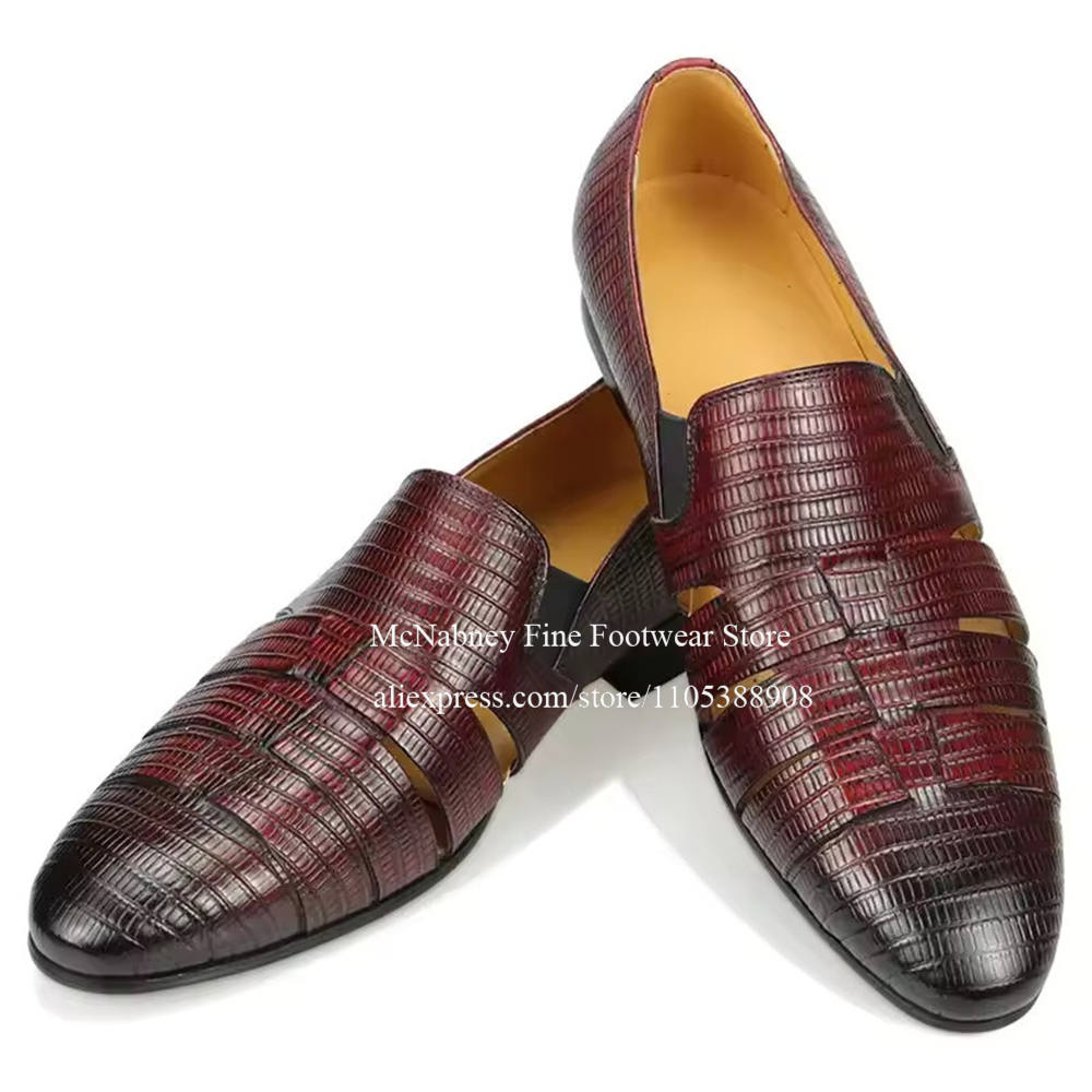 Breathable Cutout Burgundy Bla - огляд і ціна Men Formal Wear In Summer