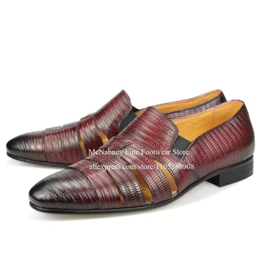 Breathable Cutout Burgundy Bla - огляд і ціна Men Formal Wear In Summer