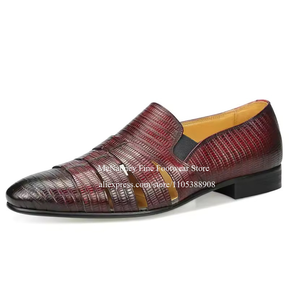 Breathable Cutout Burgundy Bla - огляд і ціна Men Formal Wear In Summer