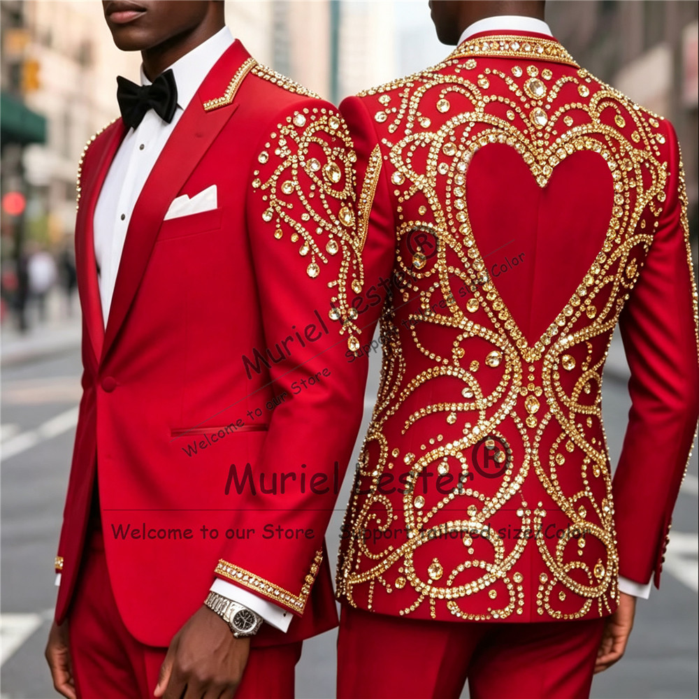 3 Piece Sets Gold Diamond Bead - огляд і ціна Men Formal Wear For Wedding