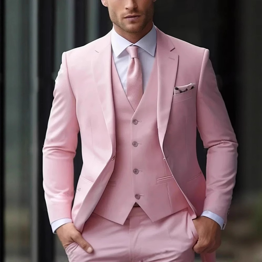 3 Pieces Pink Formal Men Suits - огляд і ціна Men Formal Wear Pink