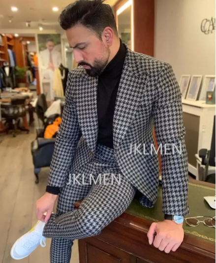 Houndstooth Mens Suits 2PCS We - огляд і ціна Men Formal Wear For Wedding