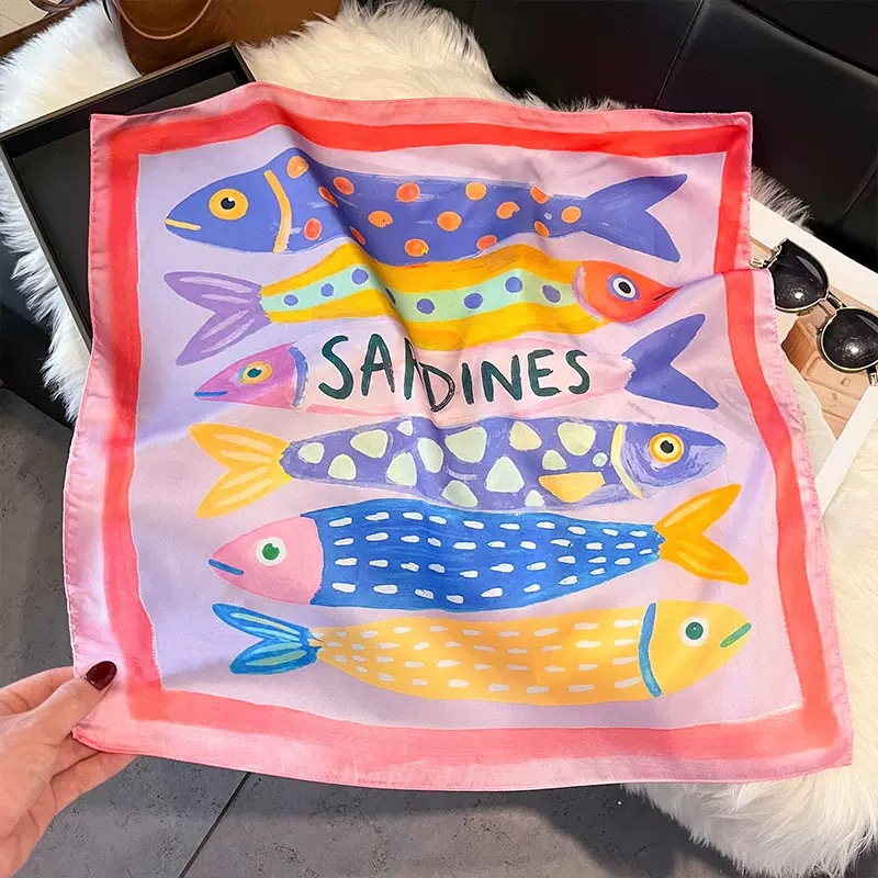 Fashion Fish Pattern Square Si - огляд і ціна Silk Tie Woven