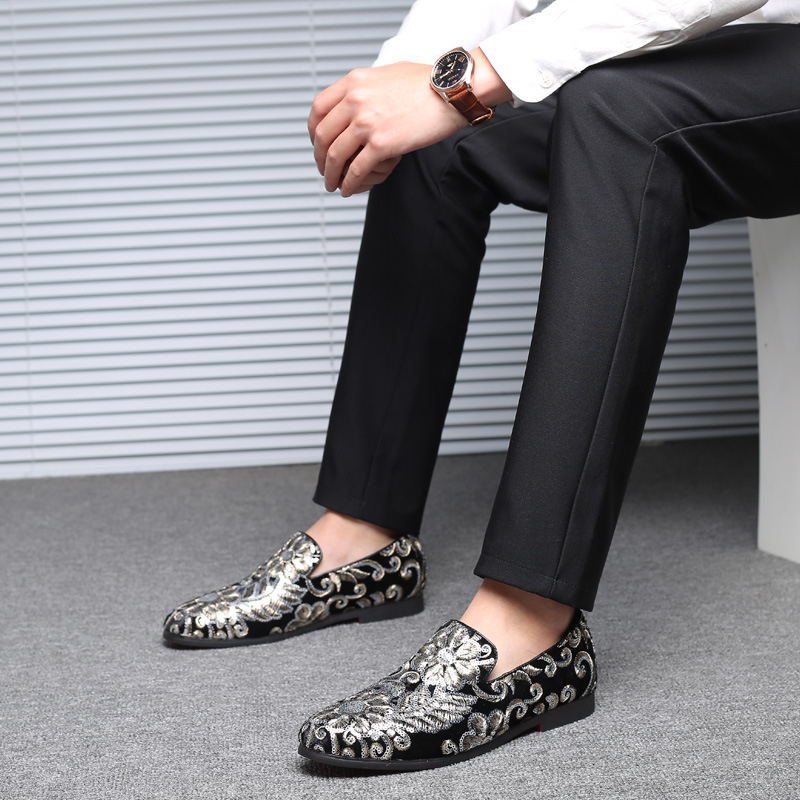 Men Velvet Loafers With Gold E - огляд і ціна Men'S Formal Wear Slippers
